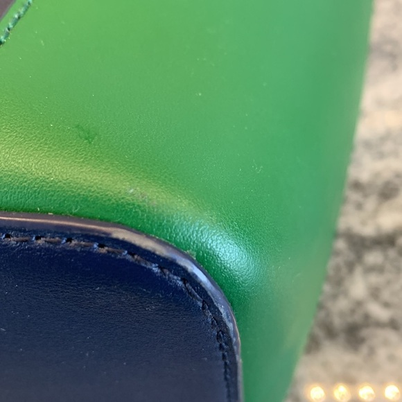 Ralph Lauren Navy and Green Debby Crossbody Bag Leather - Picture 11 of 12